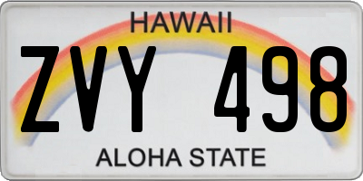 HI license plate ZVY498