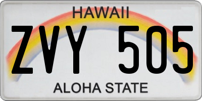 HI license plate ZVY505