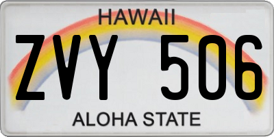 HI license plate ZVY506
