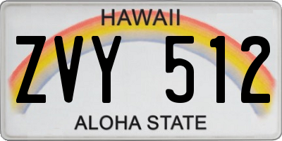 HI license plate ZVY512