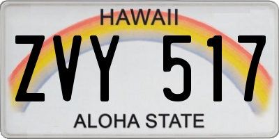 HI license plate ZVY517