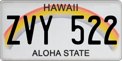 HI license plate ZVY522