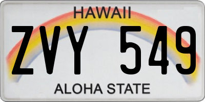 HI license plate ZVY549