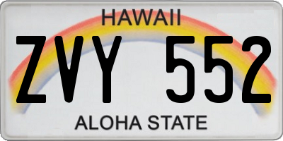 HI license plate ZVY552