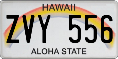 HI license plate ZVY556