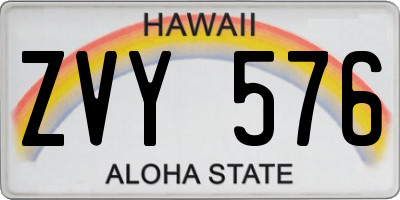 HI license plate ZVY576