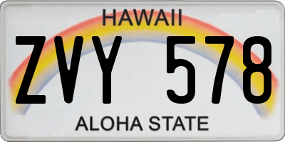 HI license plate ZVY578