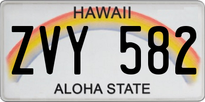 HI license plate ZVY582