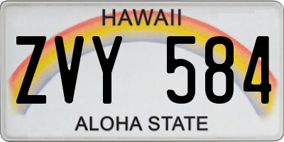 HI license plate ZVY584