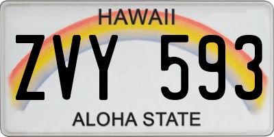 HI license plate ZVY593