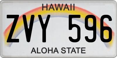 HI license plate ZVY596