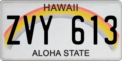 HI license plate ZVY613
