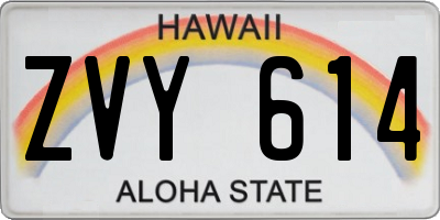 HI license plate ZVY614