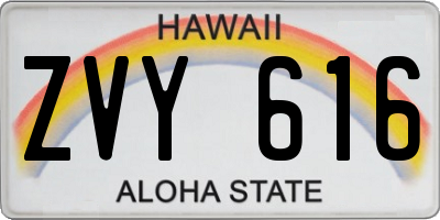 HI license plate ZVY616