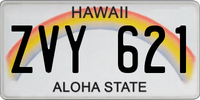HI license plate ZVY621