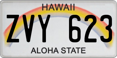HI license plate ZVY623