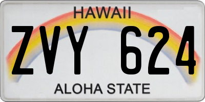 HI license plate ZVY624