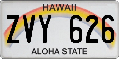 HI license plate ZVY626