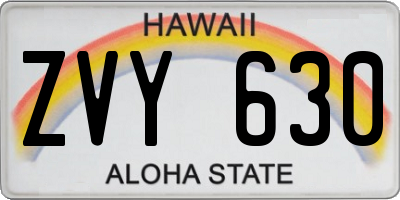 HI license plate ZVY630