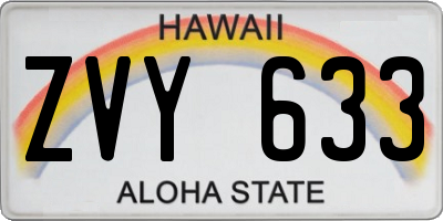 HI license plate ZVY633