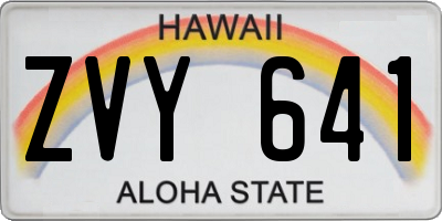 HI license plate ZVY641