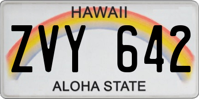 HI license plate ZVY642