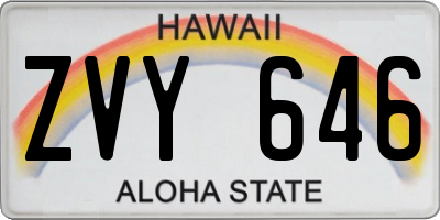 HI license plate ZVY646