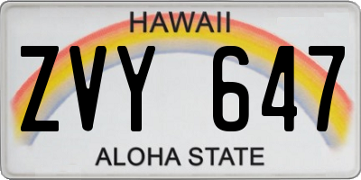 HI license plate ZVY647