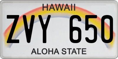 HI license plate ZVY650