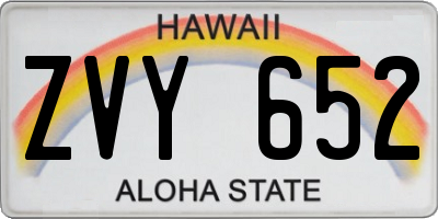 HI license plate ZVY652