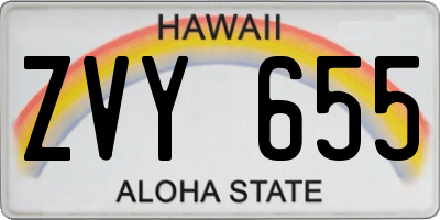 HI license plate ZVY655