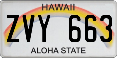 HI license plate ZVY663