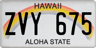 HI license plate ZVY675
