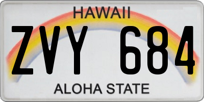 HI license plate ZVY684