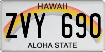 HI license plate ZVY690