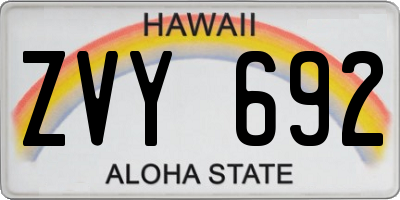 HI license plate ZVY692