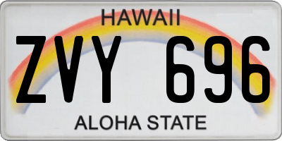 HI license plate ZVY696