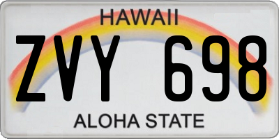 HI license plate ZVY698