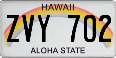 HI license plate ZVY702