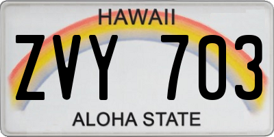 HI license plate ZVY703