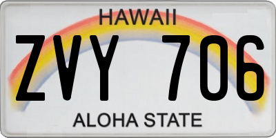 HI license plate ZVY706
