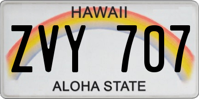 HI license plate ZVY707