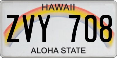 HI license plate ZVY708