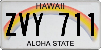 HI license plate ZVY711