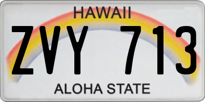 HI license plate ZVY713