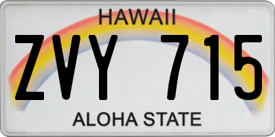 HI license plate ZVY715
