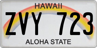 HI license plate ZVY723