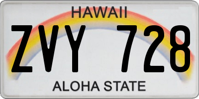 HI license plate ZVY728