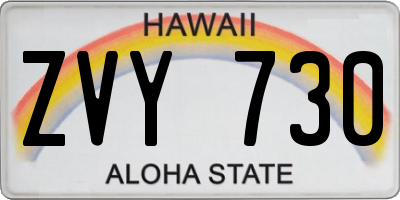 HI license plate ZVY730