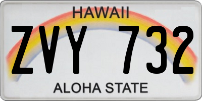 HI license plate ZVY732